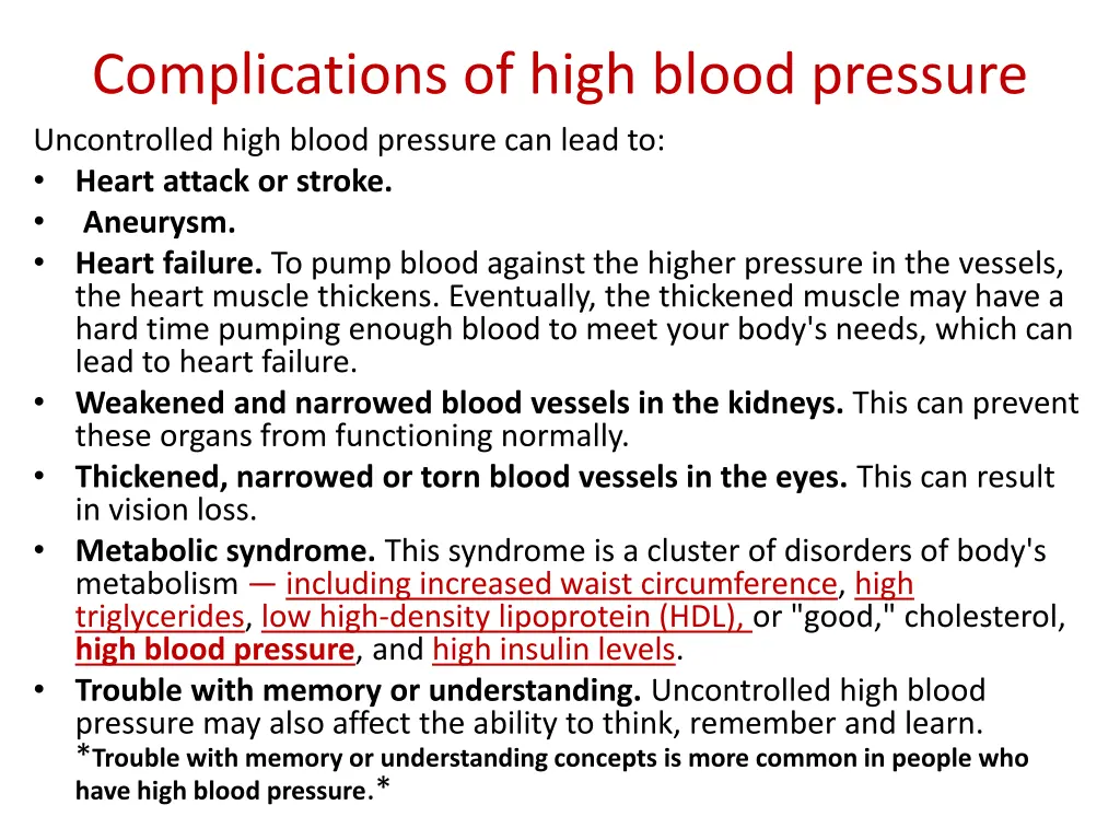 complications of high blood pressure uncontrolled