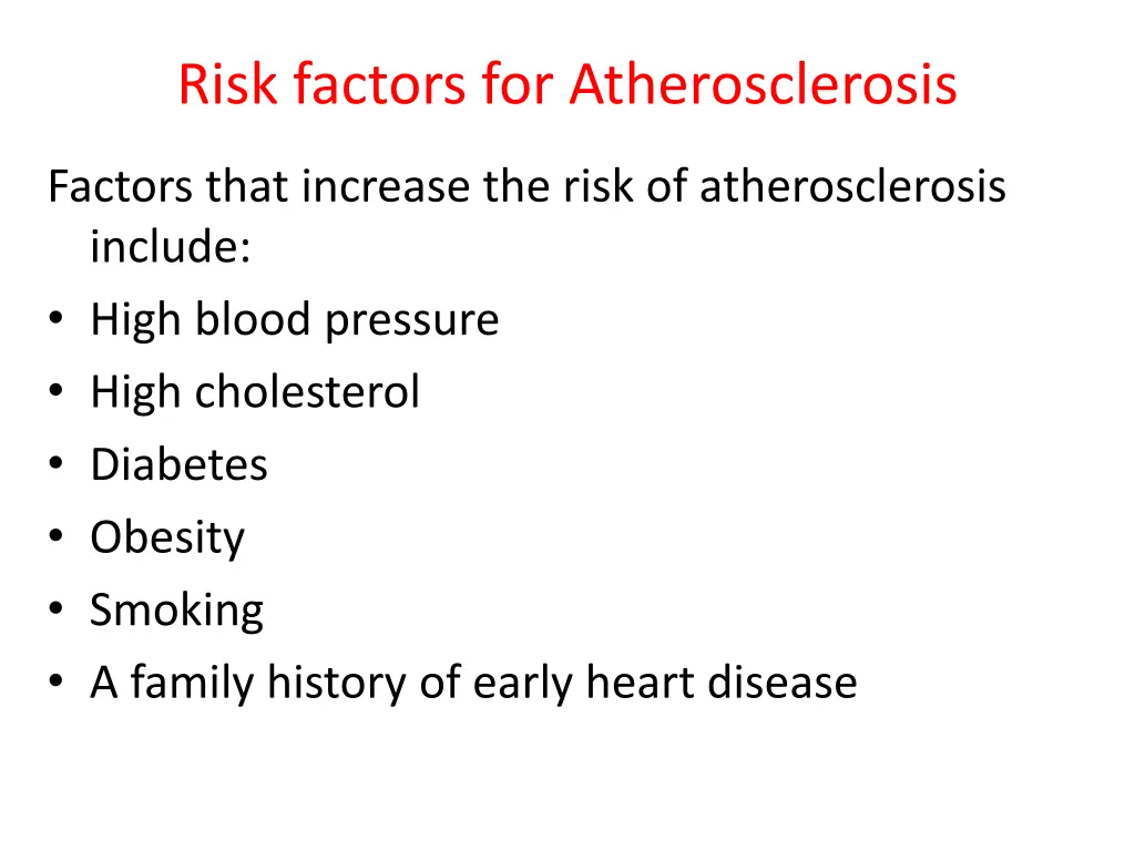 risk factors for atherosclerosis