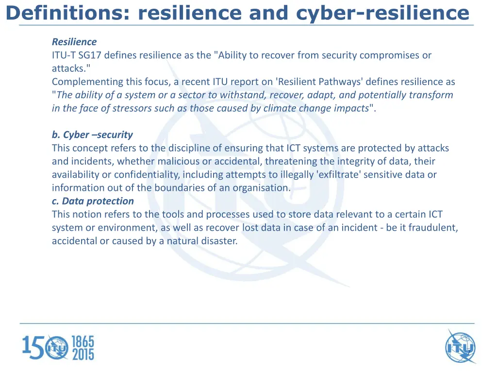 definitions resilience and cyber resilience