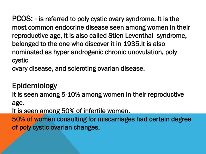 pcos pcos is referred to poly cystic ovary