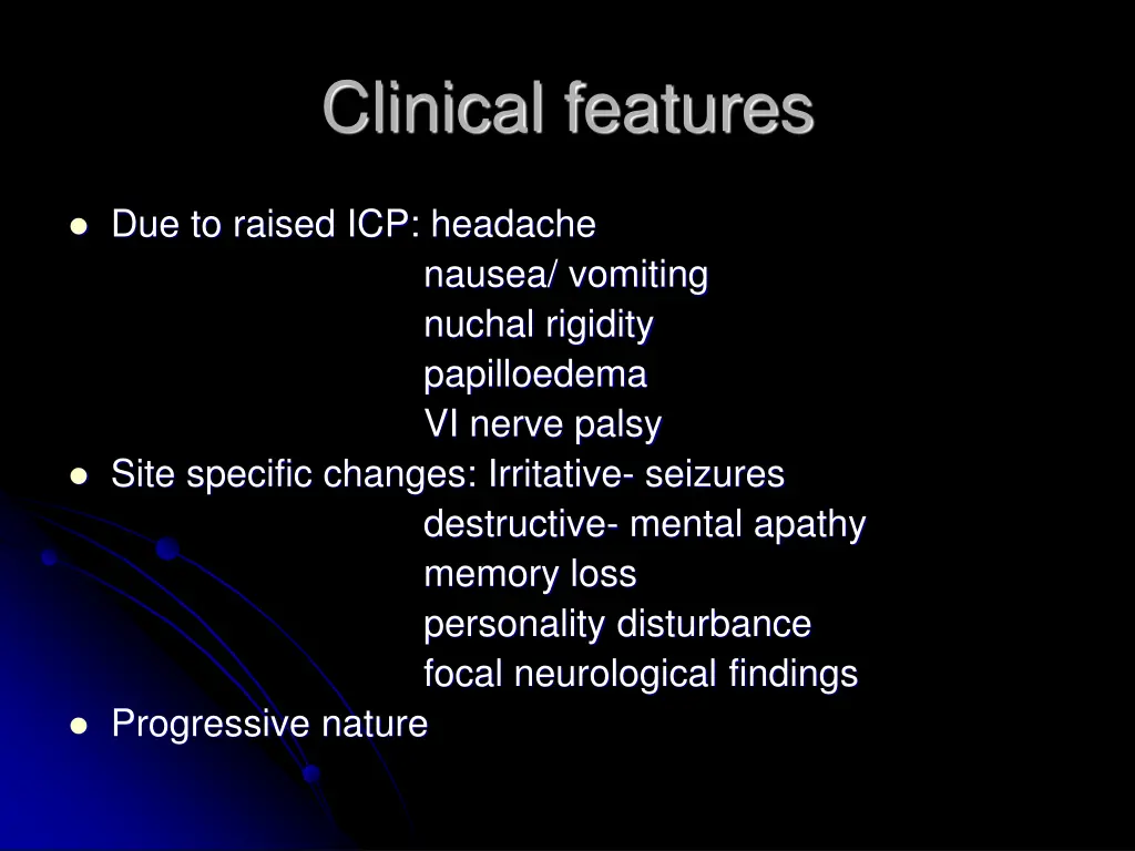 clinical features