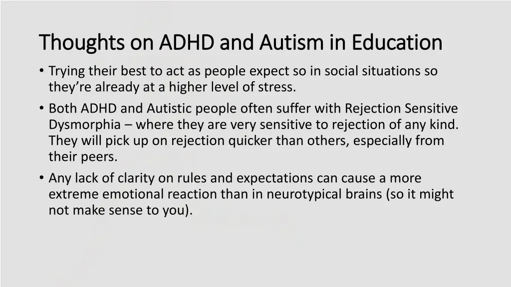 thoughts on adhd and autism in education thoughts