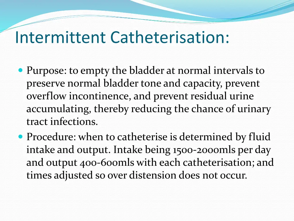 intermittent catheterisation