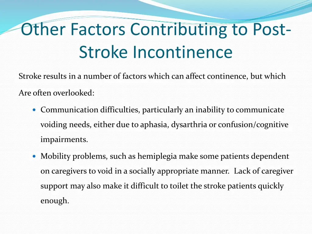 other factors contributing to post stroke