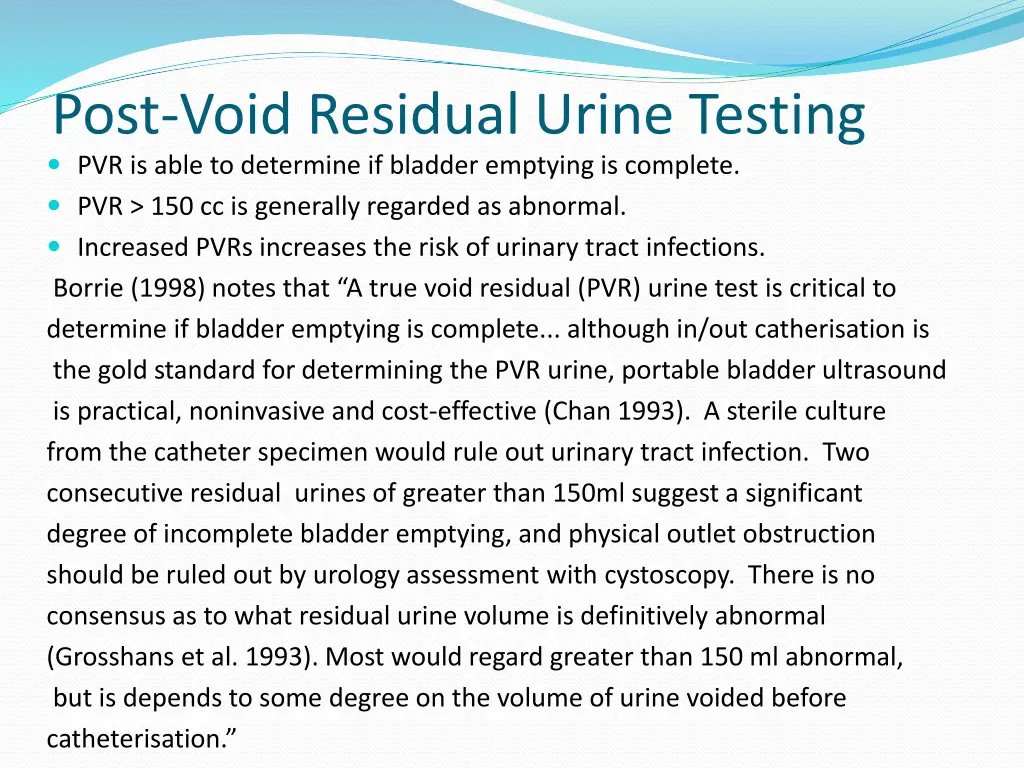 post void residual urine testing pvr is able