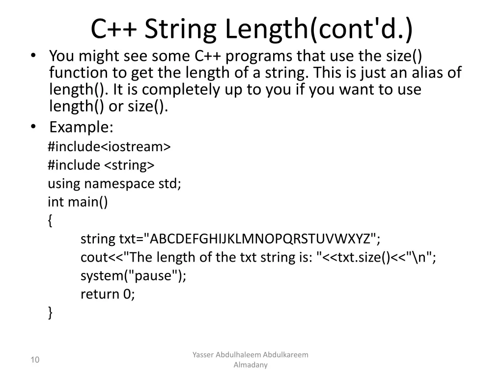 c string length cont d you might see some