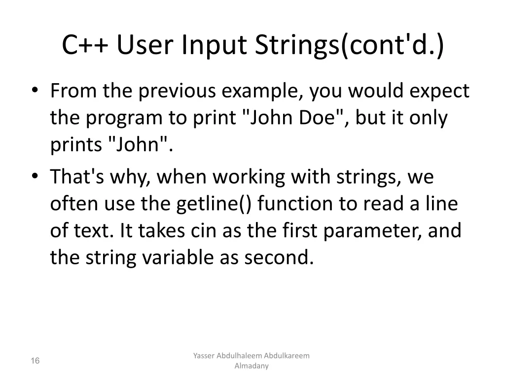 c user input strings cont d