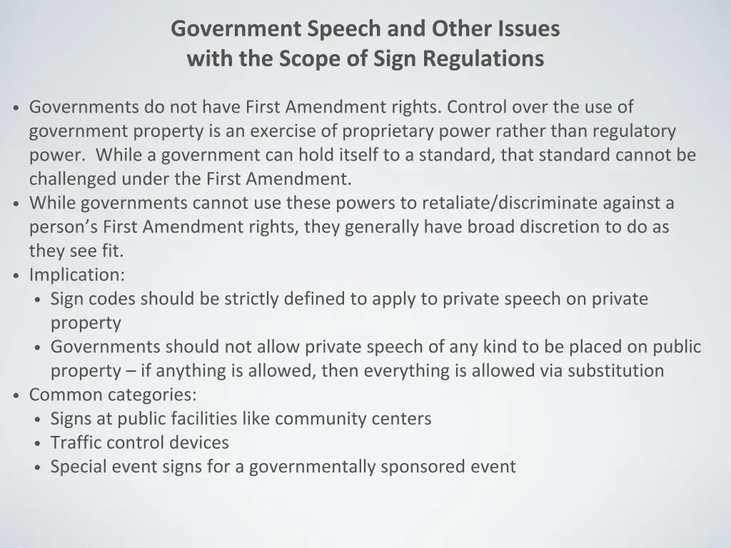 government speech and other issues with the scope