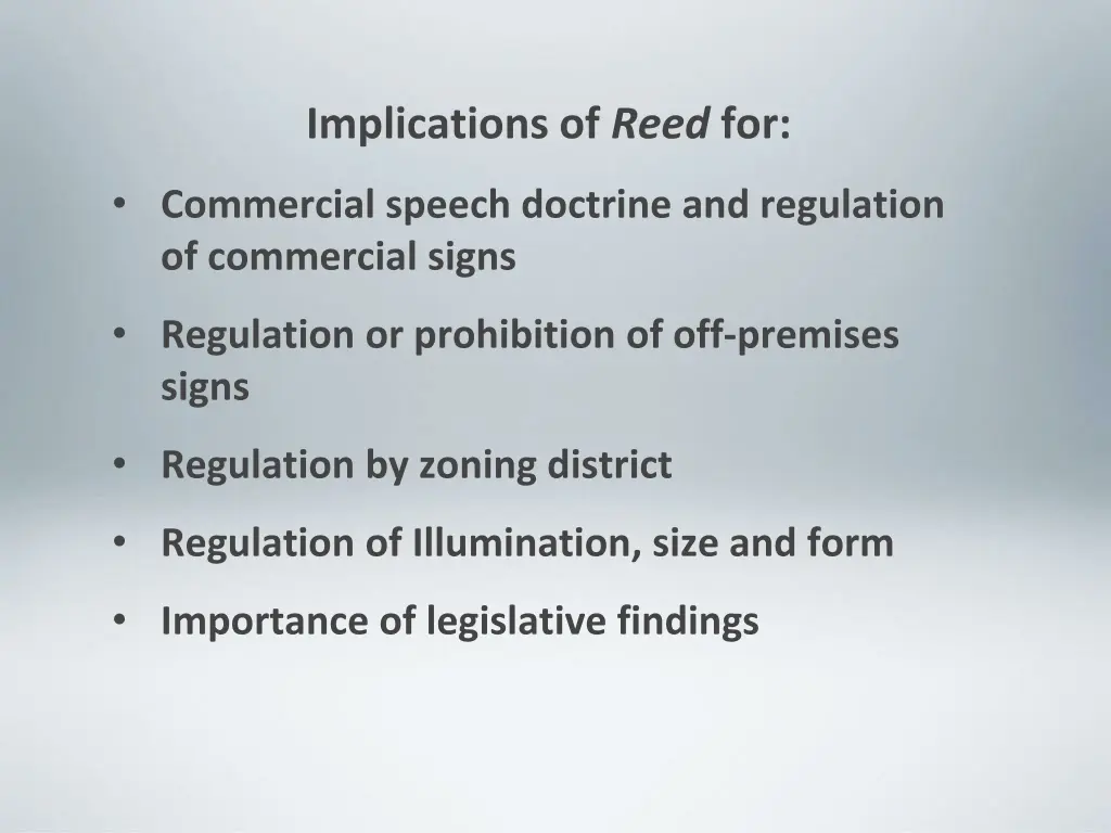 implications of reed for