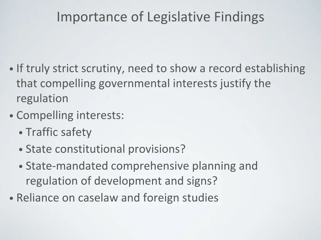 importance of legislative findings