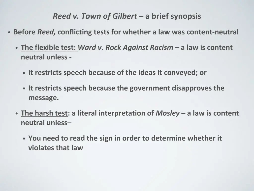 reed v town of gilbert a brief synopsis