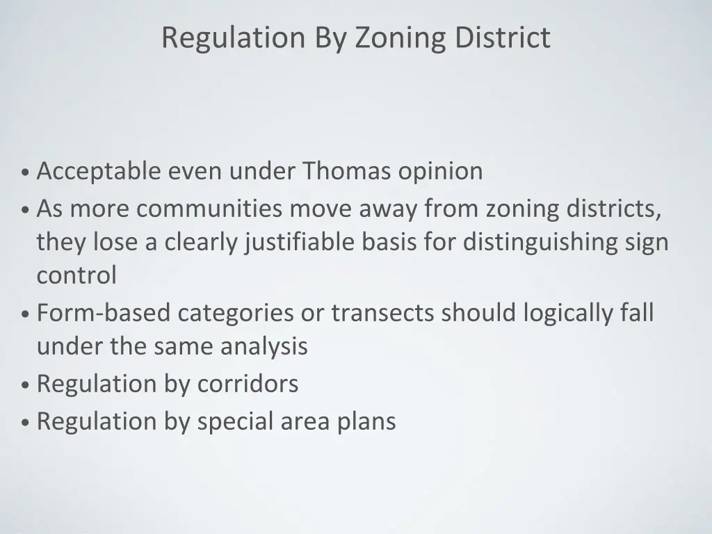 regulation by zoning district