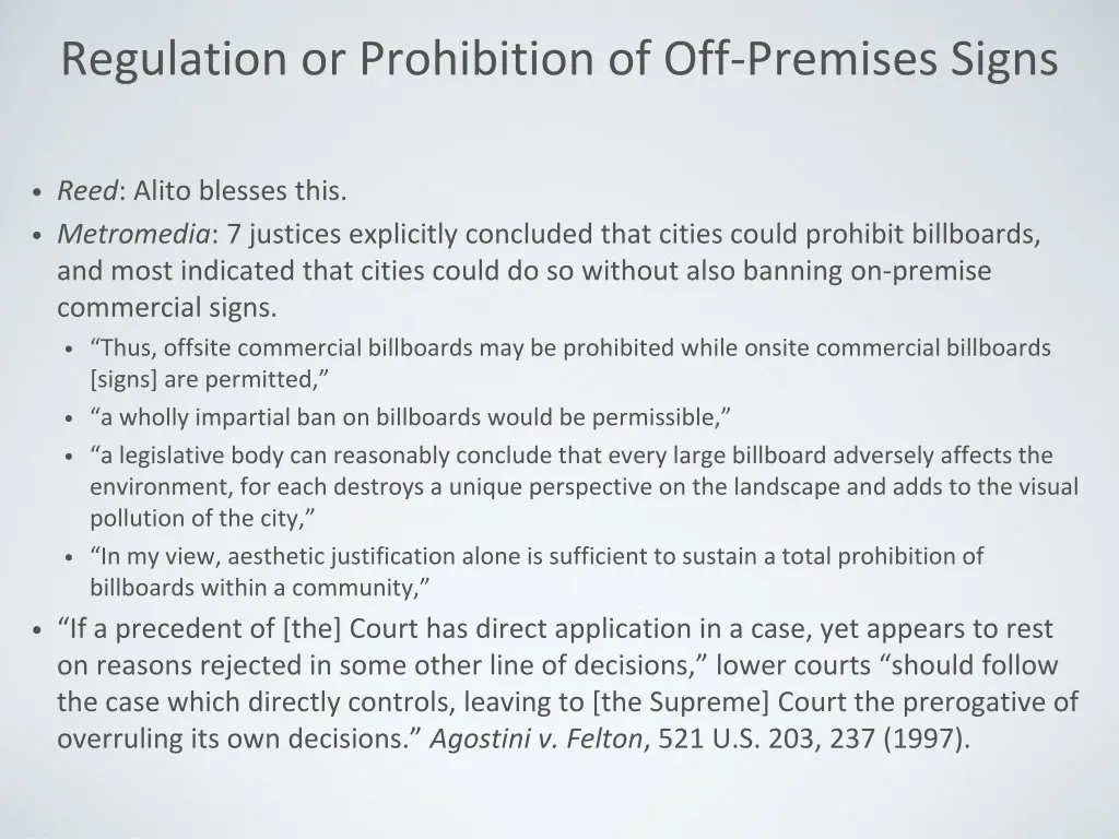 regulation or prohibition of off premises signs