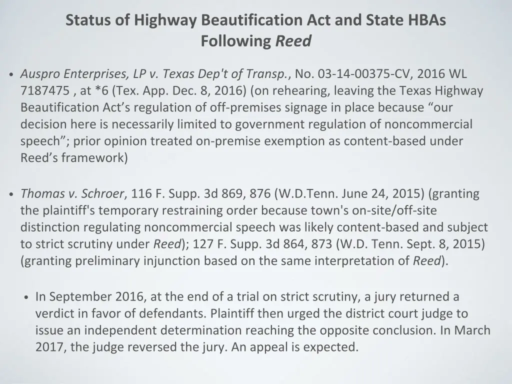 status of highway beautification act and state 1