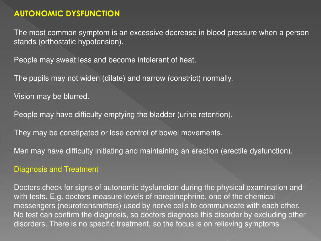 autonomic dysfunction