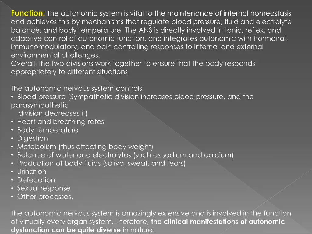 function the autonomic system is vital