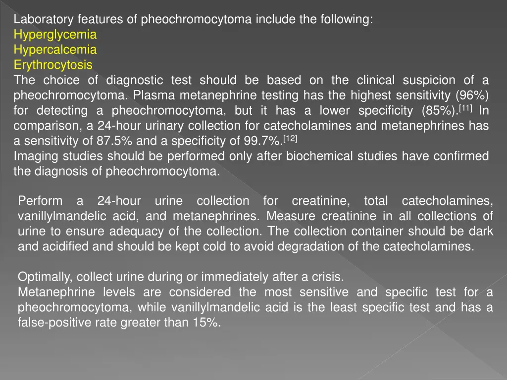 laboratory features of pheochromocytoma include