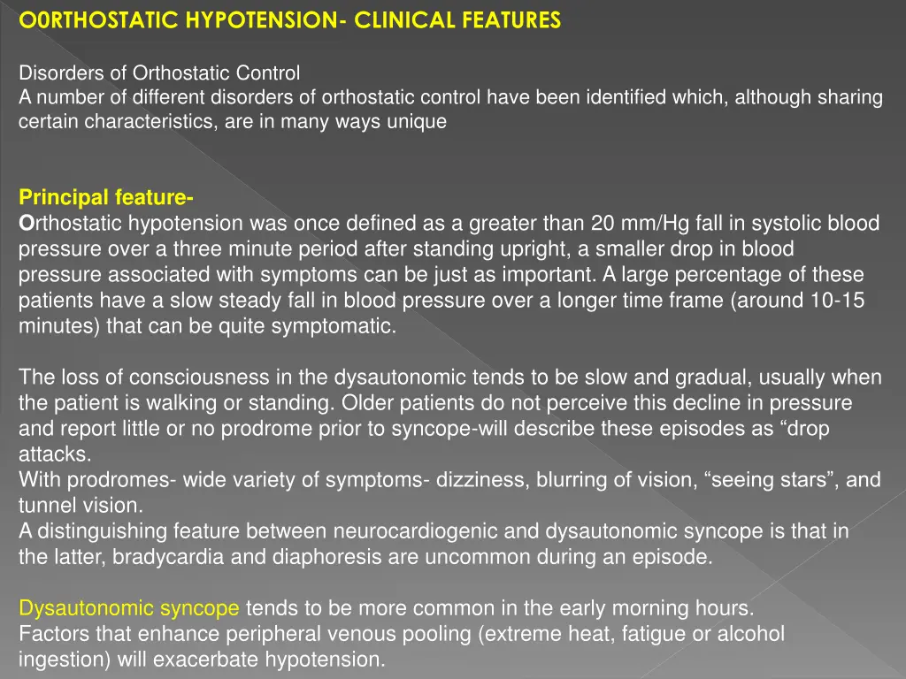 o0rthostatic hypotension clinical features