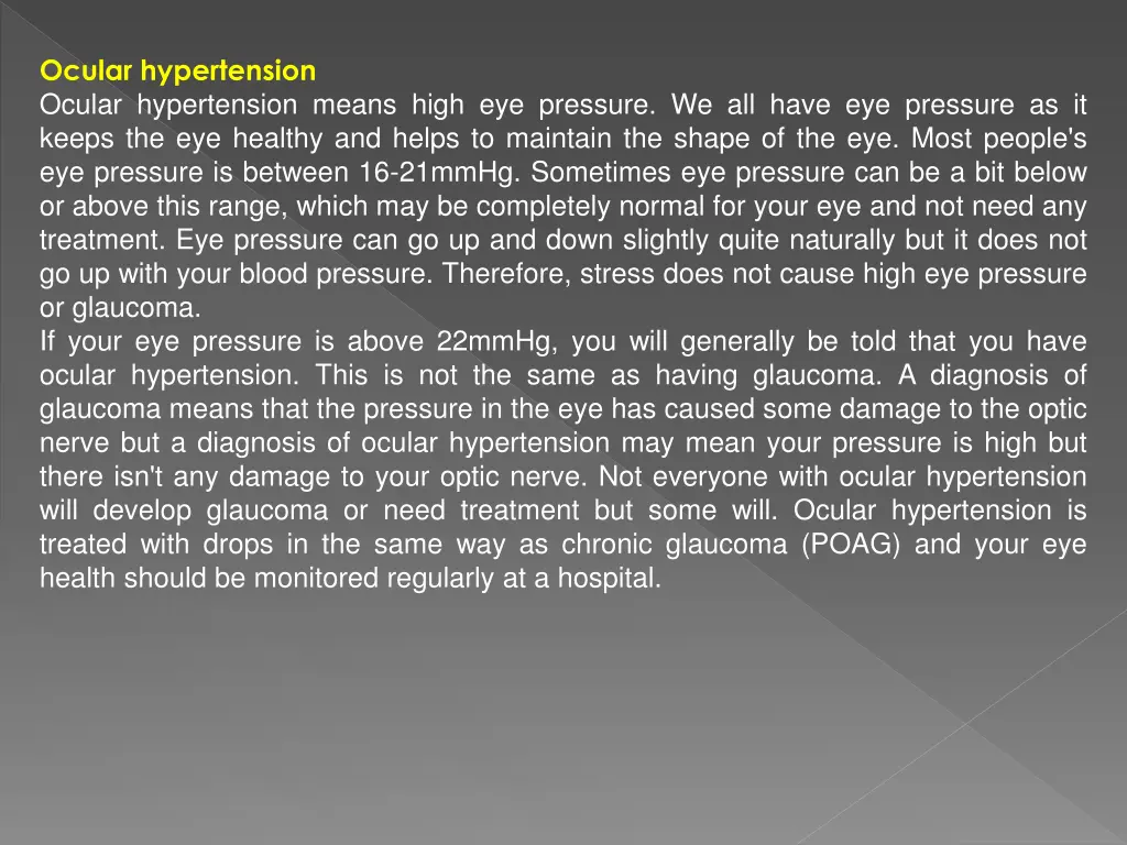 ocular hypertension ocular hypertension means