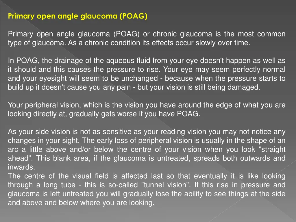 primary open angle glaucoma poag