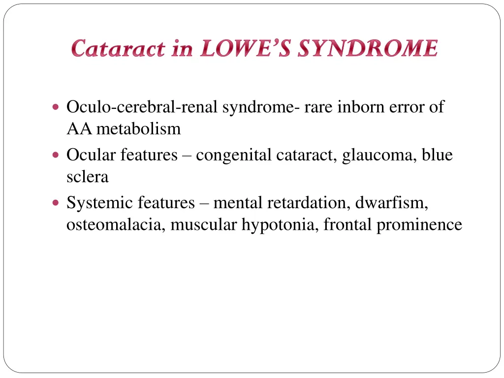 cataract in lowe s syndrome