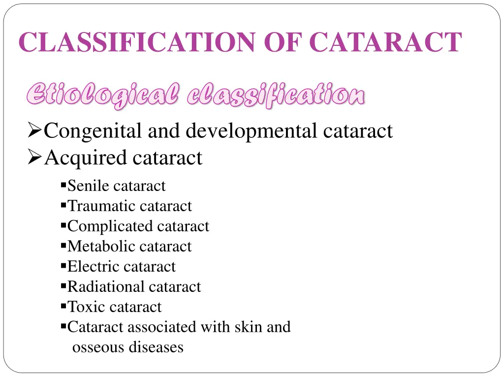 classification of cataract