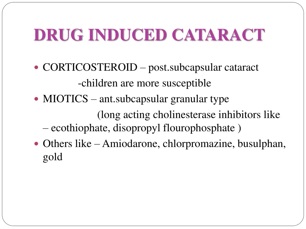 drug induced cataract