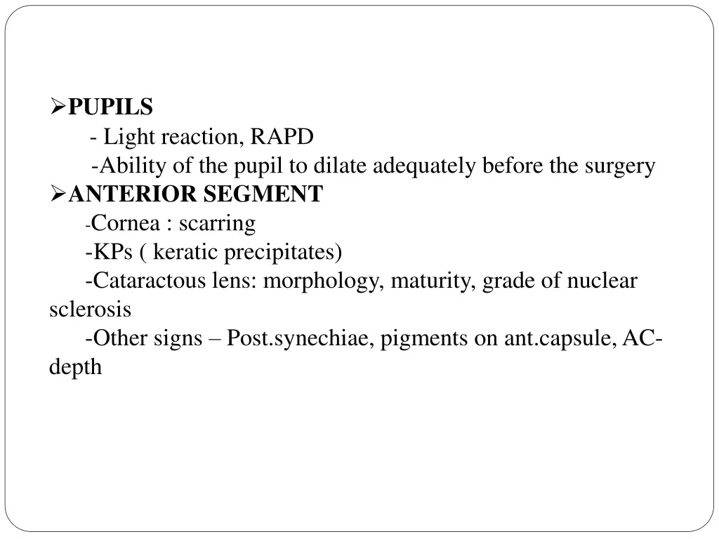 pupils light reaction rapd ability of the pupil