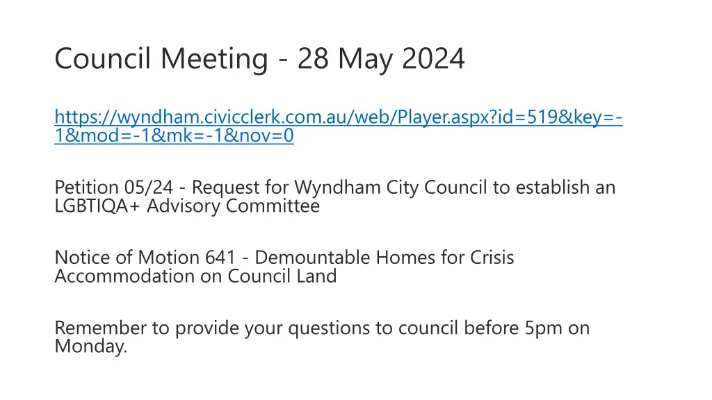 council meeting 28 may 2024