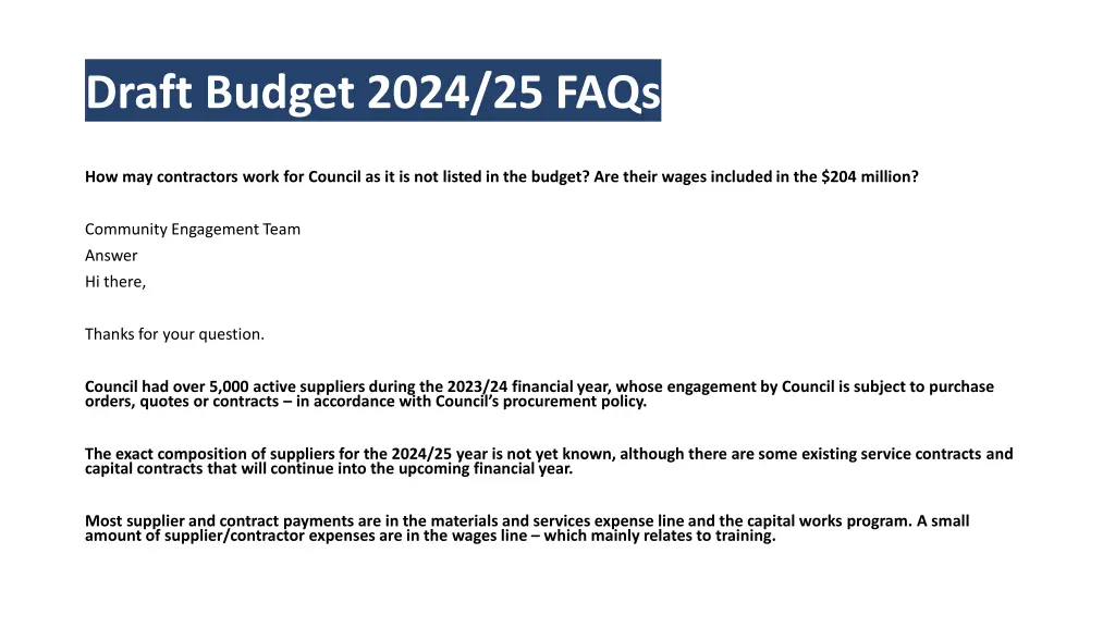 draft budget 2024 25 faqs 1