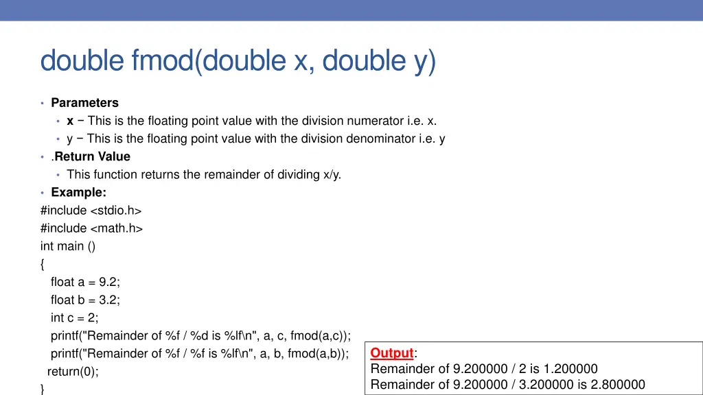 double fmod double x double y