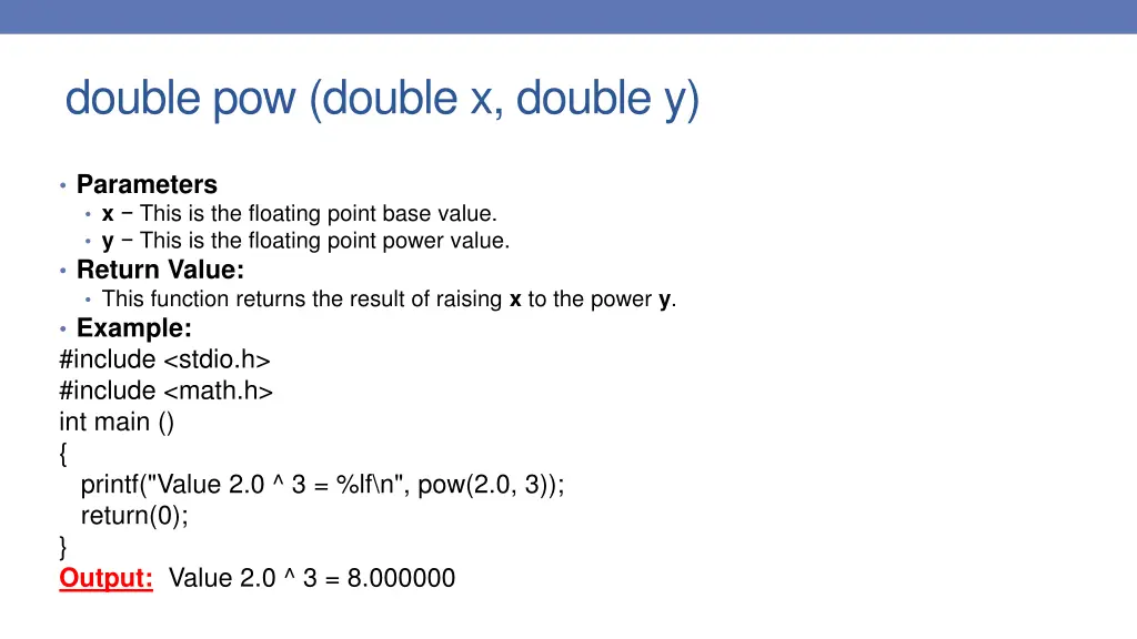 double pow double x double y