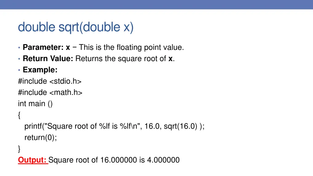 double sqrt double x