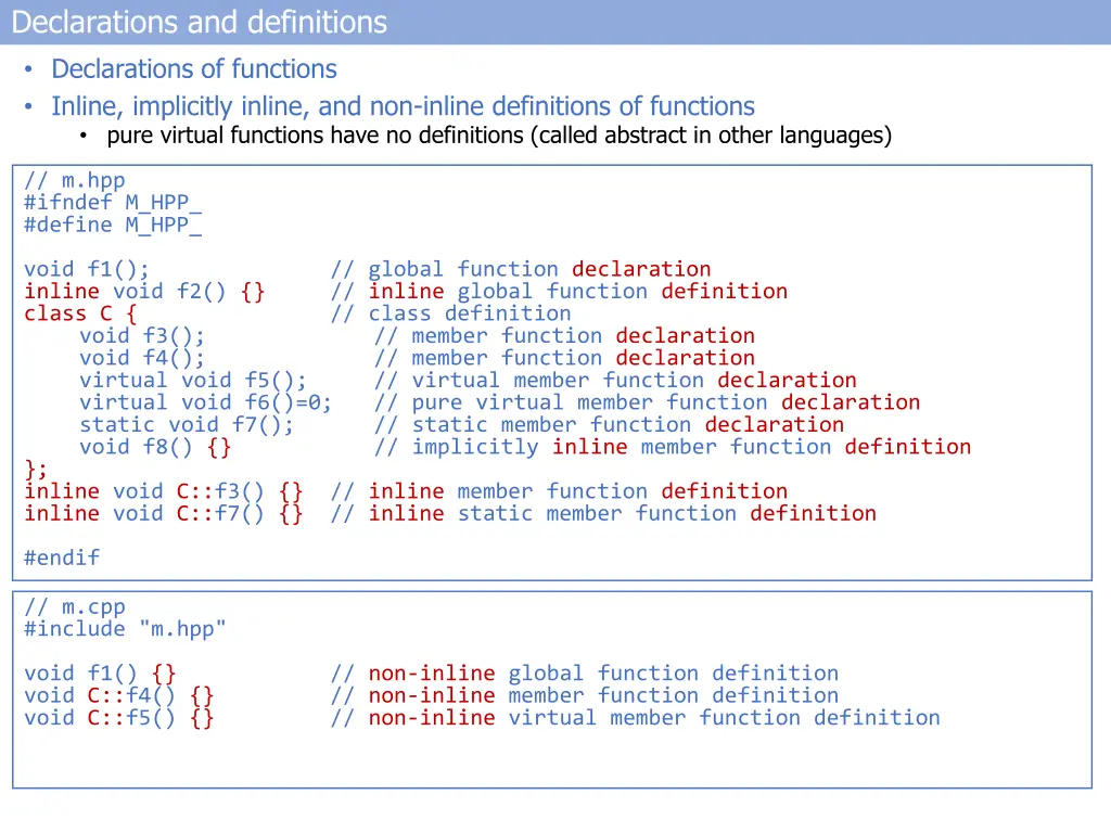 declarations and definitions declarations