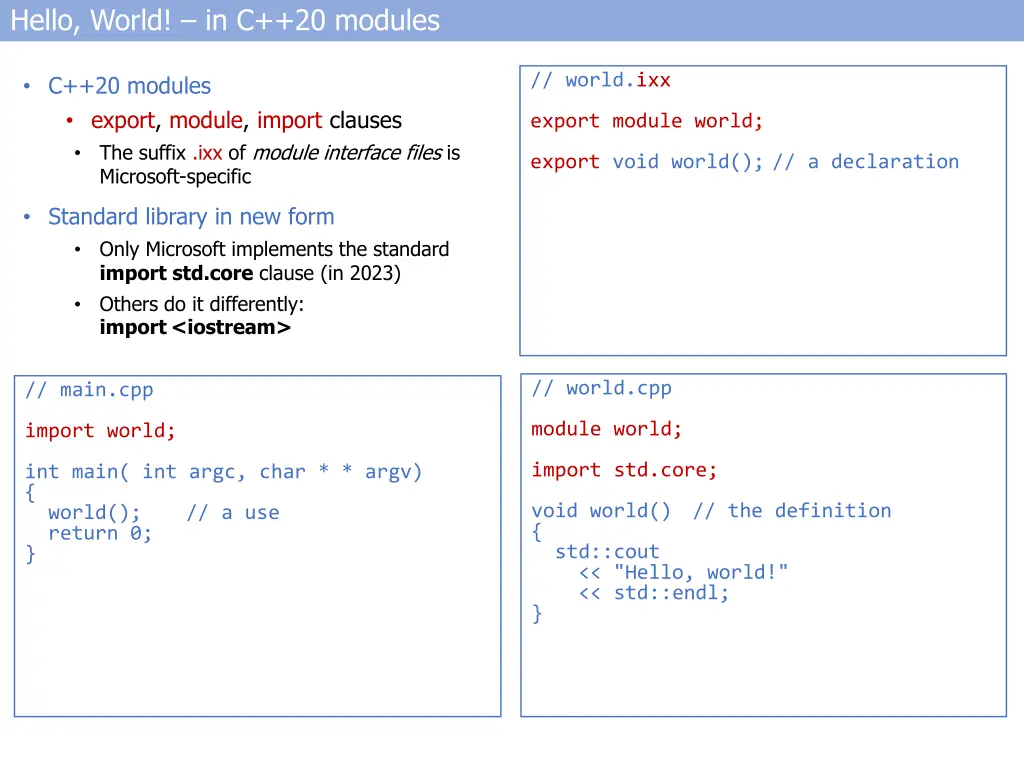 hello world in c 20 modules