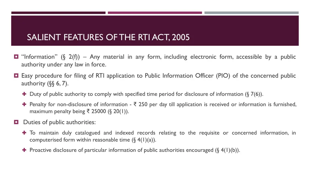 salient features of the rti act 2005