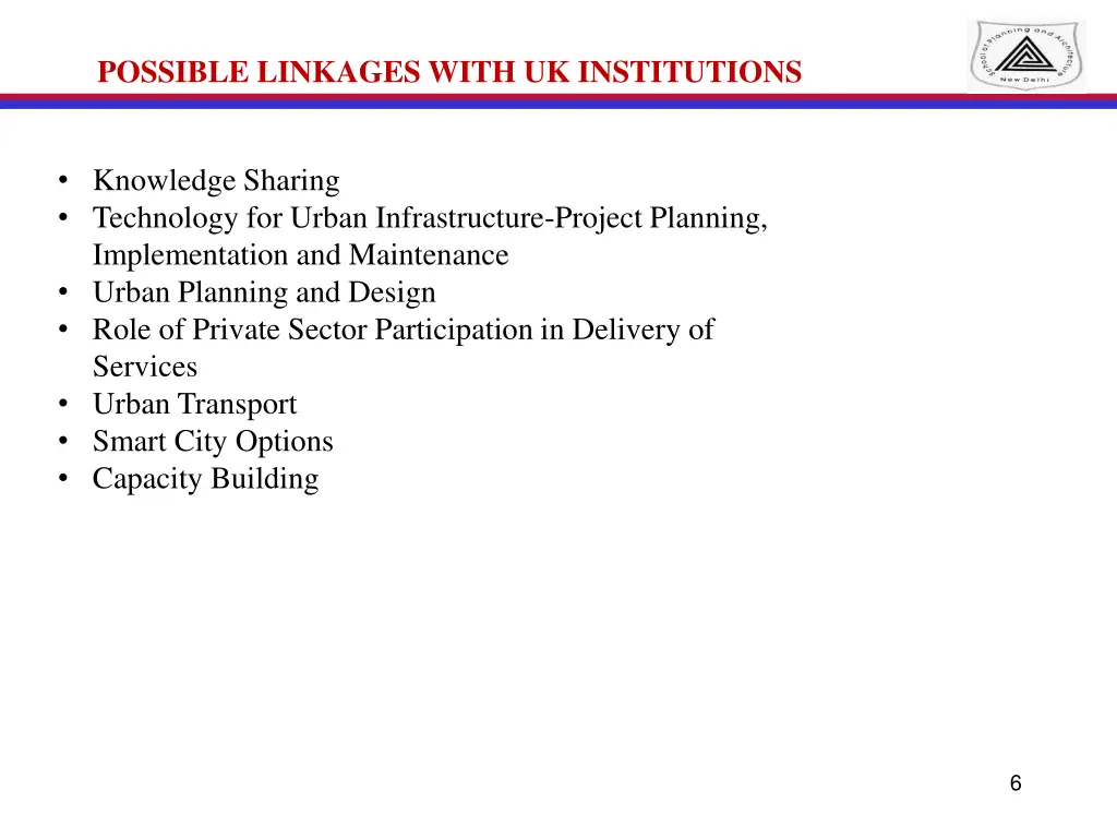 possible linkages with uk institutions