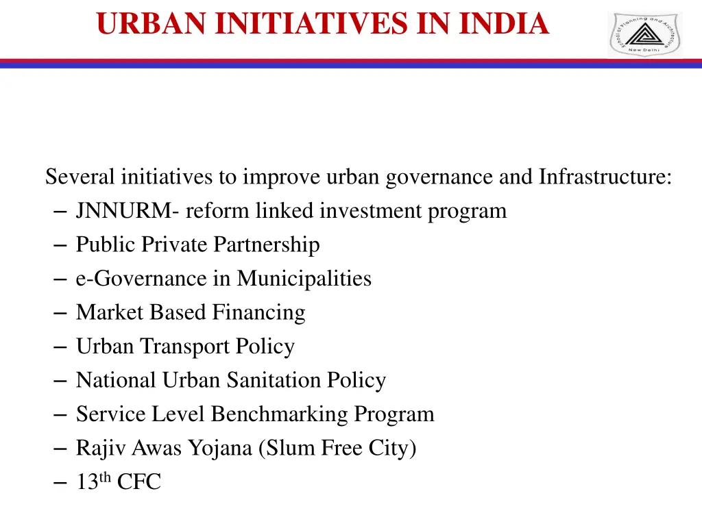 urban initiatives in india