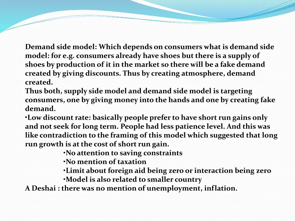 demand side model which depends on consumers what