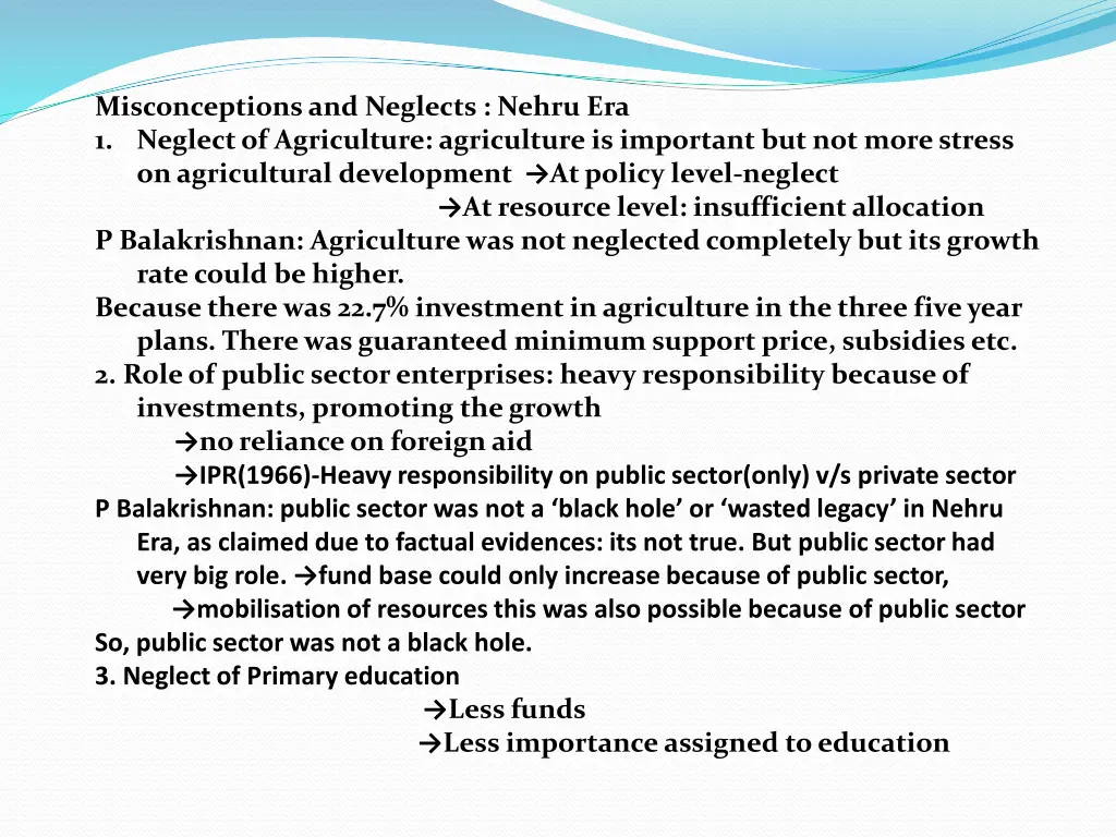 misconceptions and neglects nehru era 1 neglect