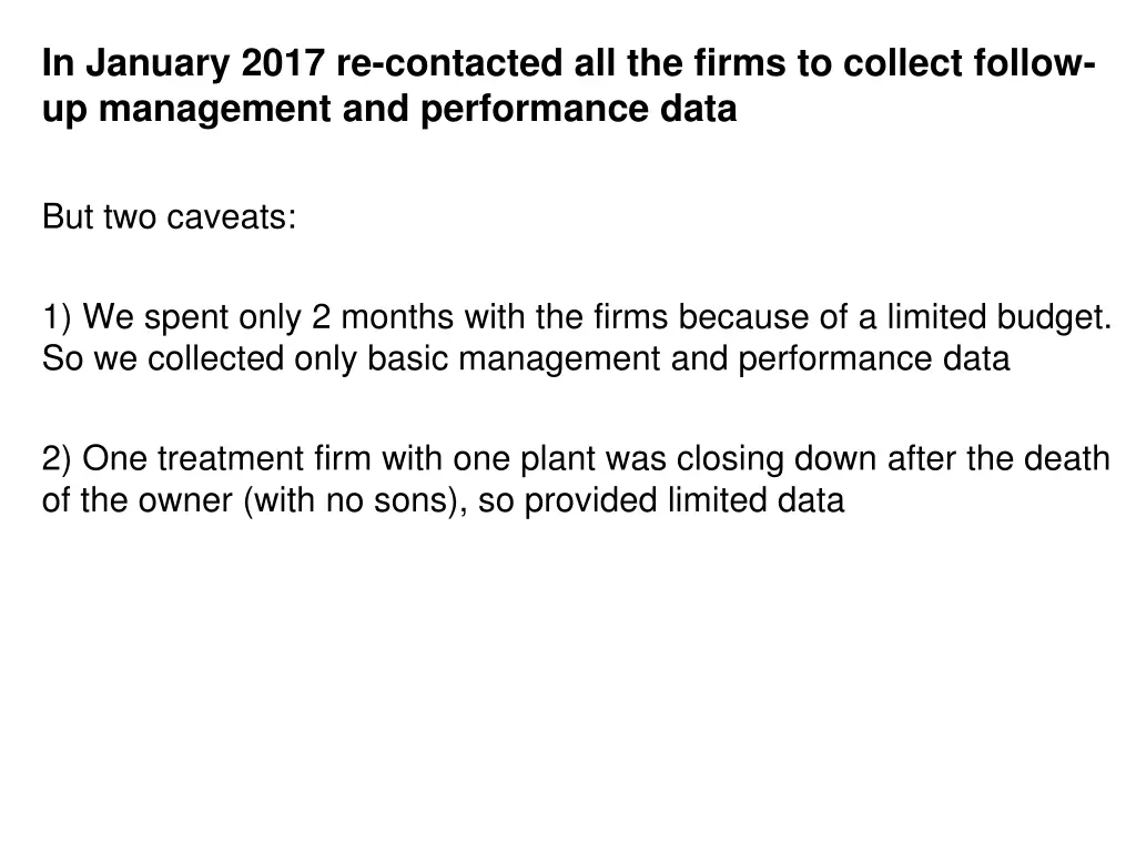 in january 2017 re contacted all the firms 1