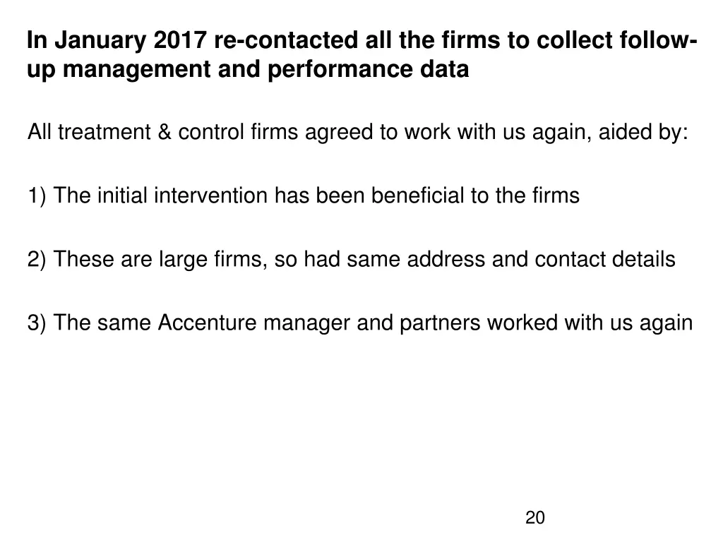 in january 2017 re contacted all the firms