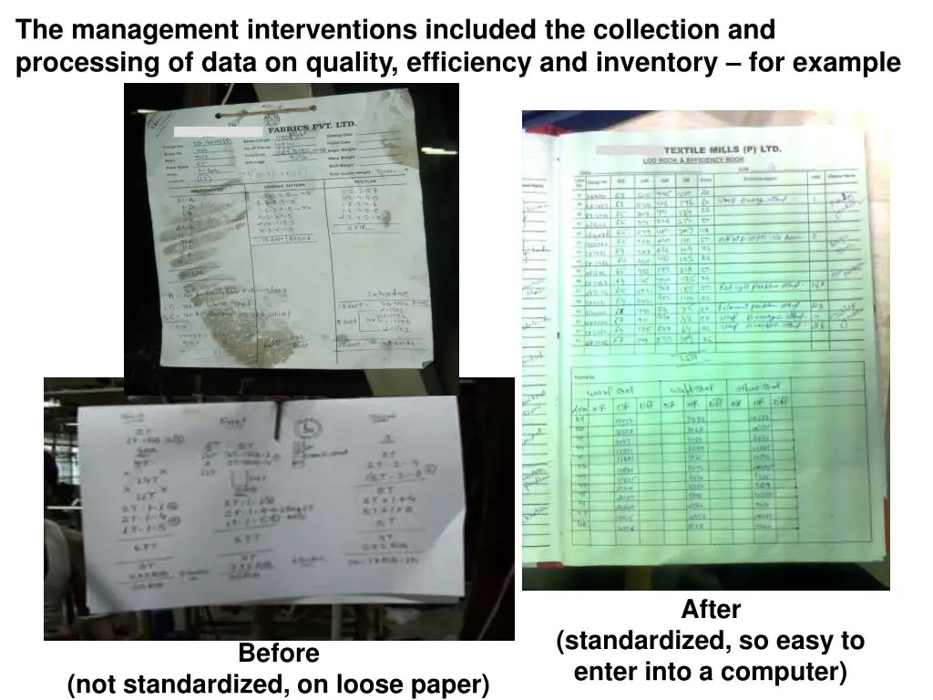 the management interventions included