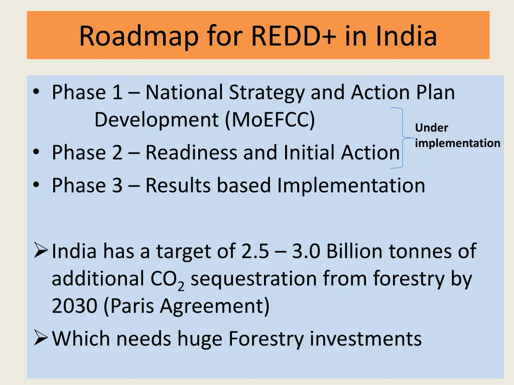 roadmap for redd in india