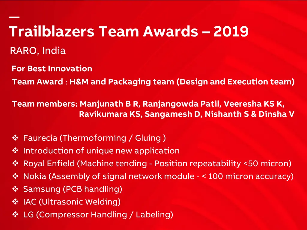 trailblazers team awards 2019 raro india