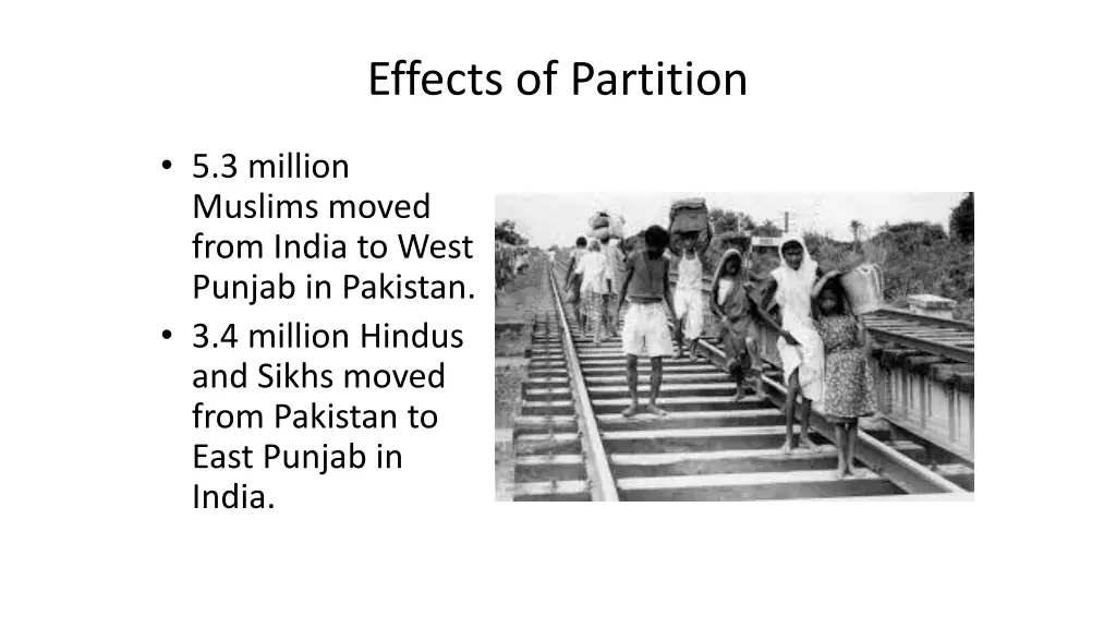 effects of partition