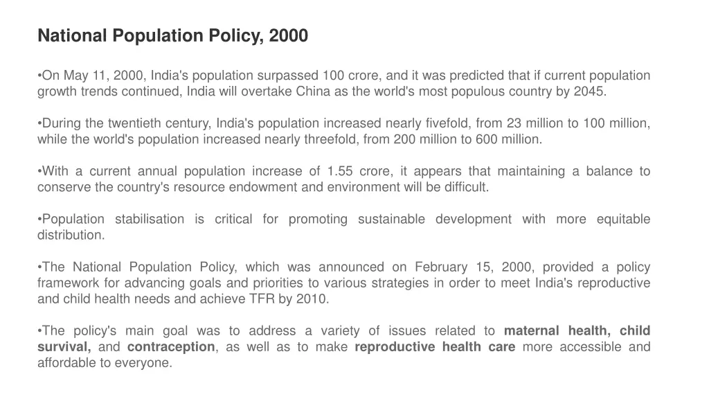 national population policy 2000