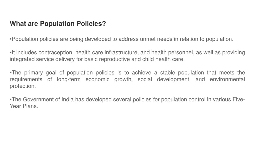 what are population policies