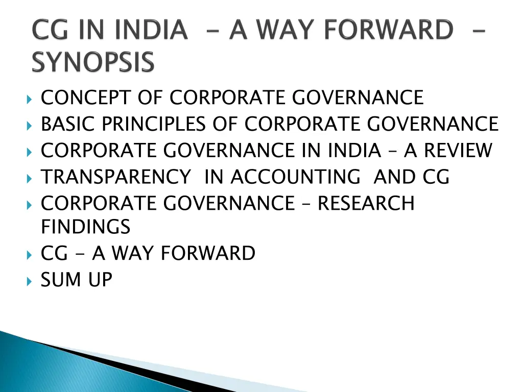 concept of corporate governance basic principles