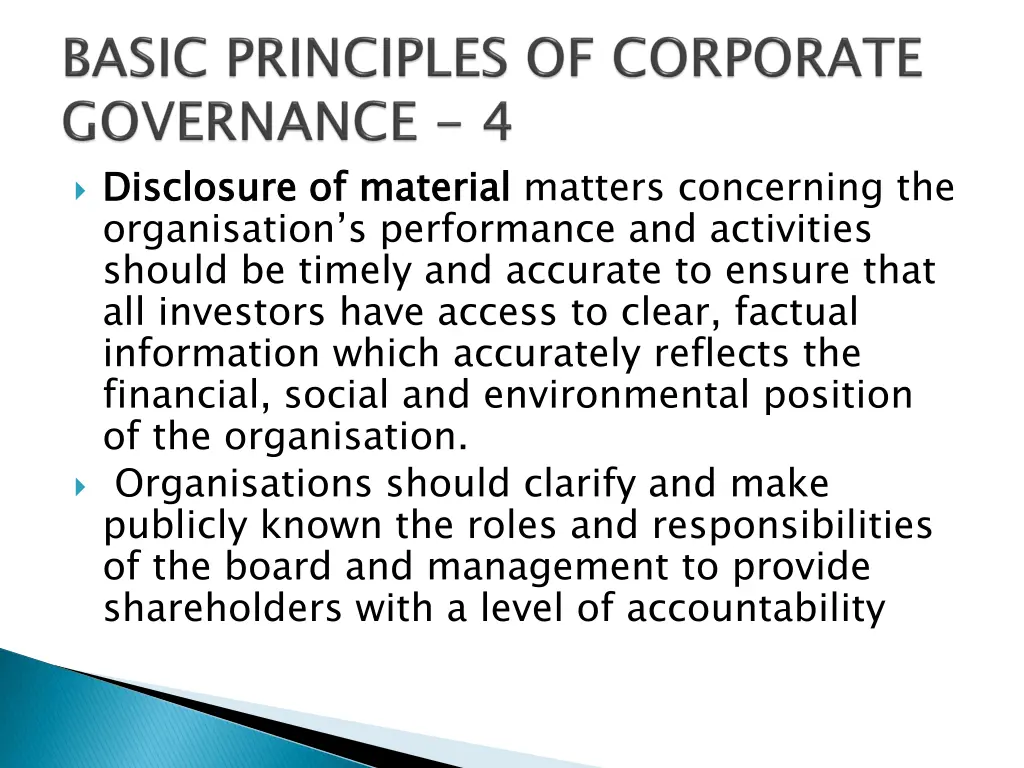 disclosure of material organisation s performance